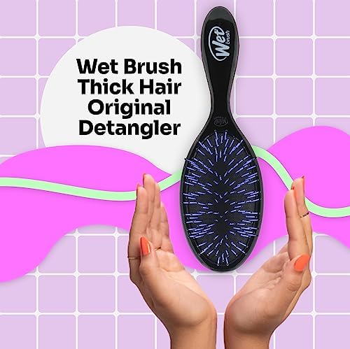 Wet Brush Kalın Saç Dolaşık Açıcı Fırça, Siyah - Ultra Yumuşak IntelliFlex Kıllar Arapsaçı Kolaylıkla Kayar - Tüm Saç Tipleri için Ağrısız Detangler, Islak ve Kuru Saçlar