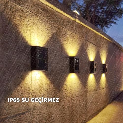 Tekli Solar Bahçe Aydınlatması Güneş Enerjili Bahçe Aydınlatması Duvar Lambası Çift Taraflı Aplik Işık Led Işık