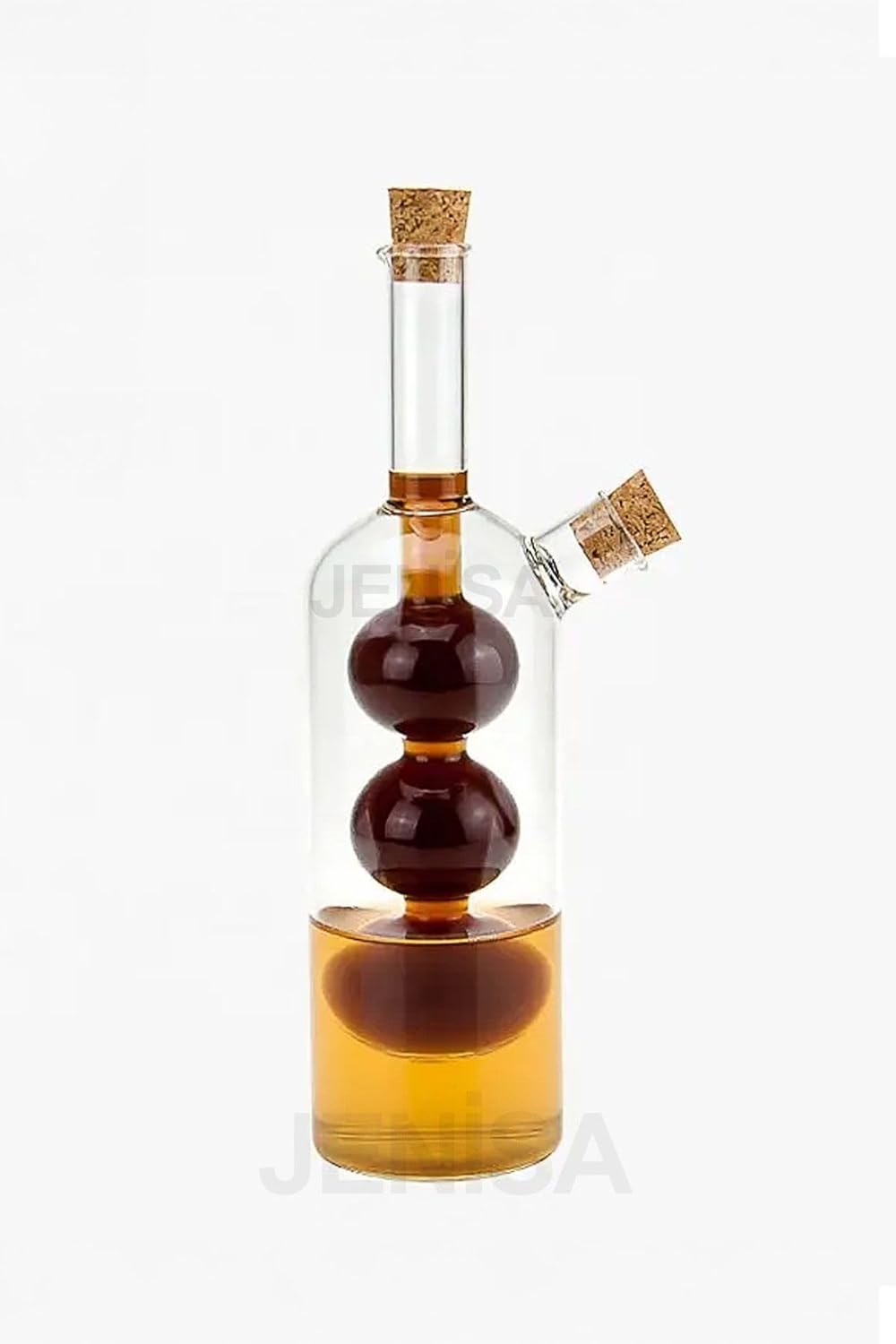 Üç Bölmeli Çift Hazneli Cam Yağdanlık & Sirkelik – 260 ml Zarif Tasarım