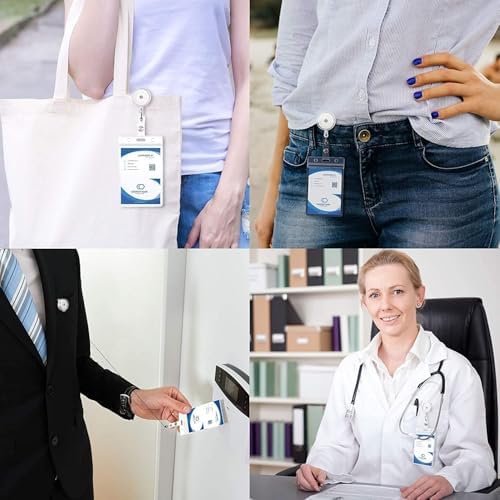 Geri çekilebilir rozet makarası ipi, 10 Adet Döner Timsah Klipsli Geri Çekilebilir Rozet Tutucu, Şeffaf Kimlik Kartı Kılıfı, Öğrenci Öğretmen ve Ofis Çalışanları İçin İsim Rozeti Klipsleri