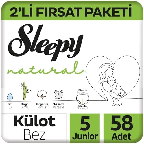 Sleepy Natural 2'li Fırsat Paketi Külot Bez 5 Numara Junior 58 Adet
