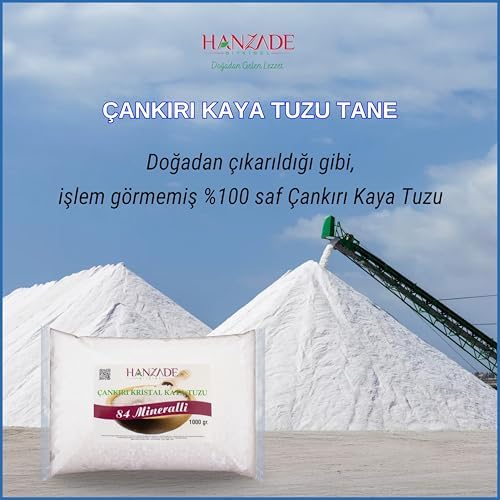 Hanzade Bitkisel Çankırı Kaya Tuzu + Himalaya Tuzu + Deniz Tuzu (Tane Öğütülmemiş, 1 Kg x 3’lü Set) Doğal Tuz Seti