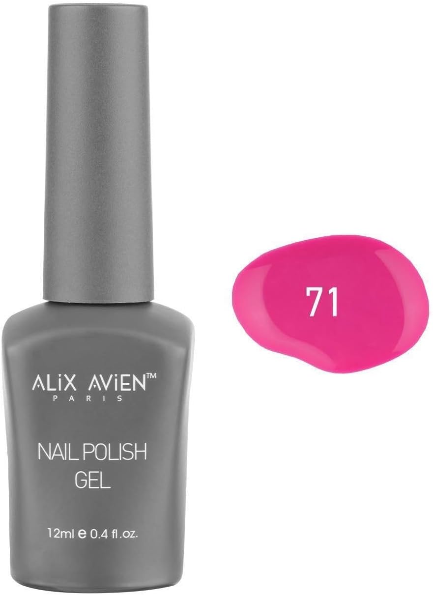ALIX AVIEN Neon Koyu Pembe Kalıcı Oje 71-Yoğun Renk Veren Jel Oje 12 ml-Nail UV Gel Polish 71