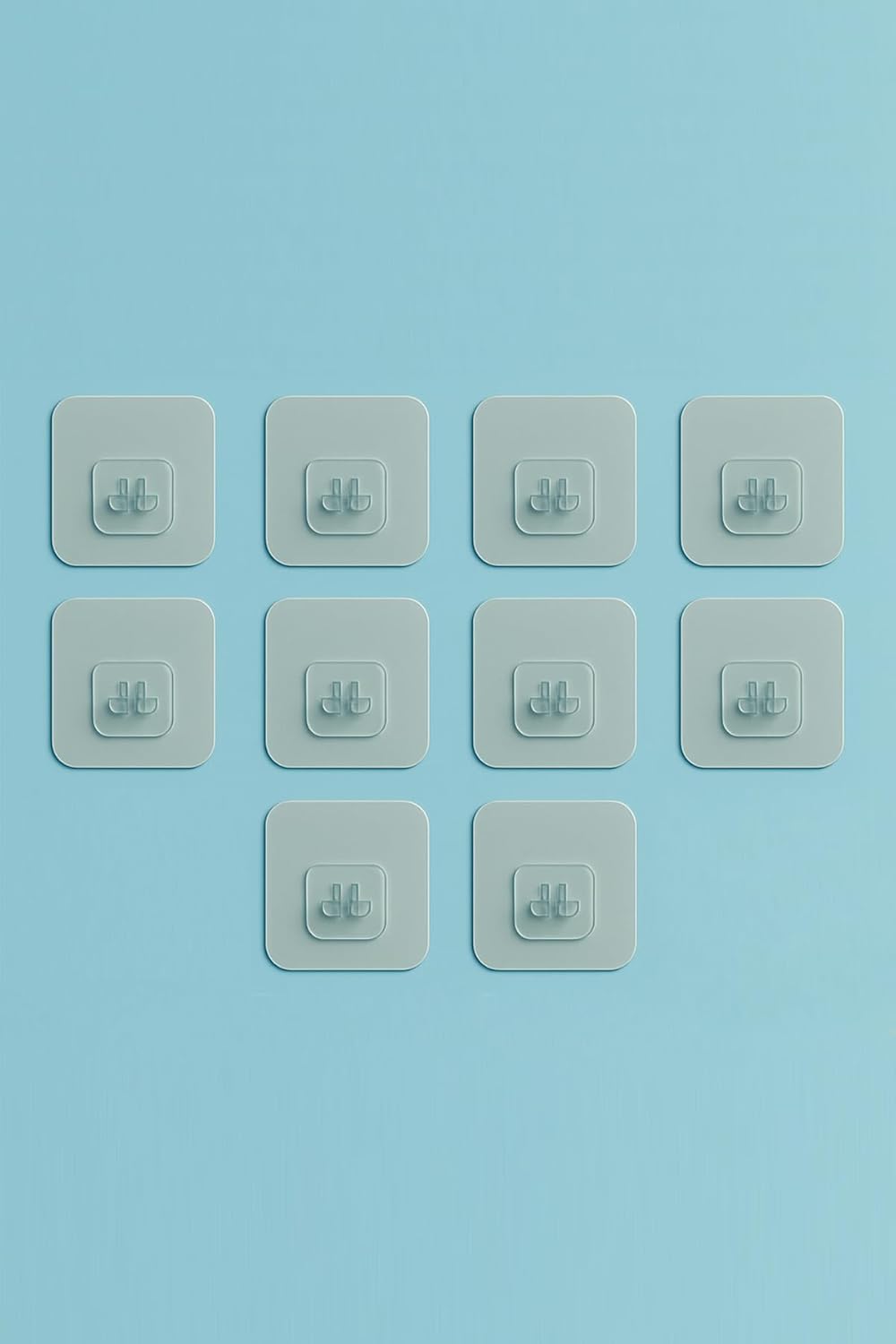 10 Adet 7X7Cm Yedek Süper Güçlü Yapışkanlı Askı, 20Kg Banyo - Mutfak Raf Tutucu Delmesiz Şeffaf