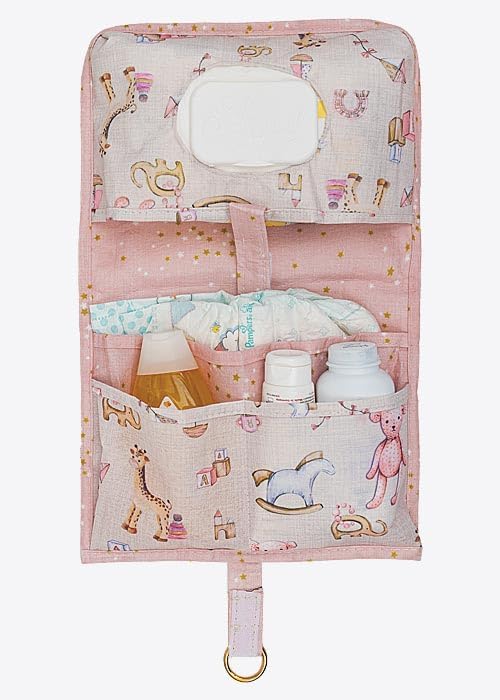 Baby Alt Açma Bakım Çantası – Pembe | Bebek Alt Değiştirme Organizeri, Taşınabilir Bakım Çantası, 24x40 cm