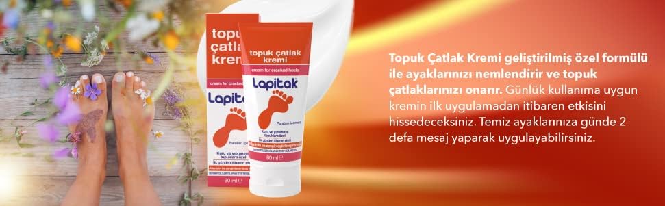 Lapitak Topuk Çatlak Kremi 60ml - Ayak Kremi - Ayak Bakımı - Ayaklardaki Çatlakları Engenlemeye Yardımcı olur. Kuru ve Yıpranmış Ayaklarda 24 saat içinde etkisi hissedilir.
