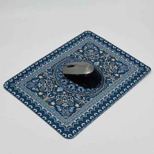 Halı Kilim Desenli Mousepad Renkli Kaymaz Kauçuk Taban 32x24cm Oyuncu/Ofis Uyumlu (Mavi)