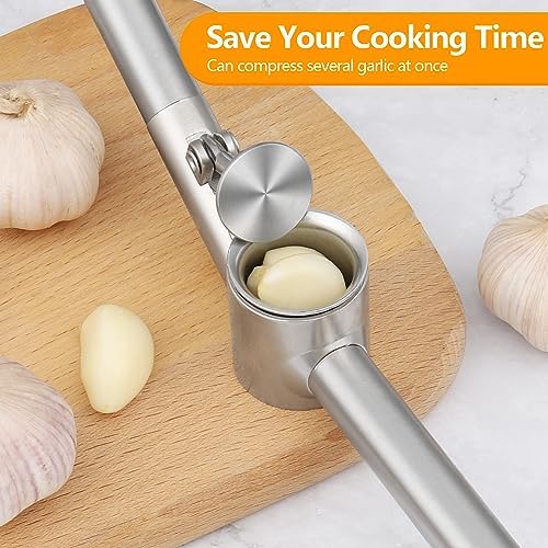 Diealles Paslanmaz çelik sarımsak presi – sarımsak kesici, sarımsak ezici, sağlam paslanmaz çelik saplı, pratik bir mutfak yardımcısı ve mutfak aleti, 15,8 x 5 cm