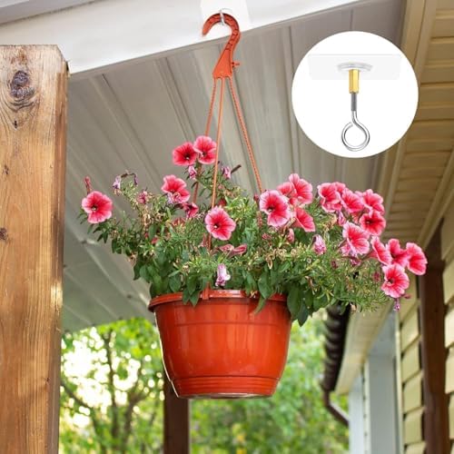 10 Adet Tavan Kancaları, Deliksiz Askı, Kendinden Yapışkanlı Tavan Bitki Kancaları, Şeffaf Su Geçirmez Paslanmaz Çelik Gözlü Kancalar, Asma Bitki Lambaları İçin