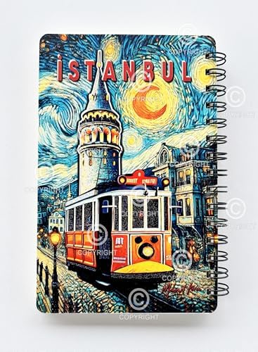 Mia Simli Defter İstanbul A5 Yeni Yıl Çizgisiz Spiralli 14x21 cm Taksim Tramvay Galata