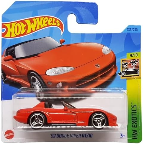 - 92 Dodge Viper RT/10 - HW Exotics 9/10 - HKG71 - Kısa Kart - Kırmızı - Mattel 2023