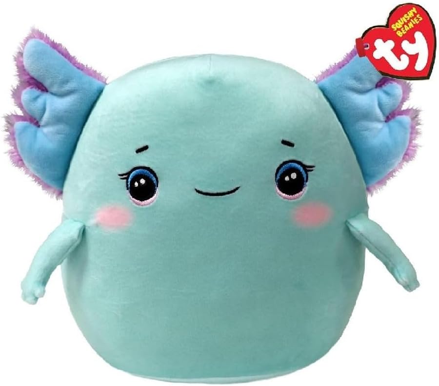 TY Squishy Beanies - Charlie l'Axolotl, Mavi Gözlü Yumuşak Peluş Yastık, Büyükler ve Küçükler için Hediye Fikri, Tüm Koleksiyonlar için - 22 cm - T39394
