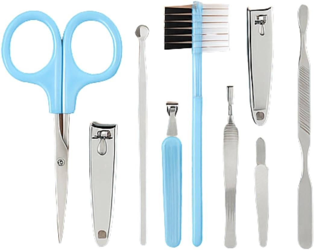 Manikür & Pedikür Seti – Elma Şekilli 8’li Mavi, Taşınabilir Tırnak Bakım Kiti