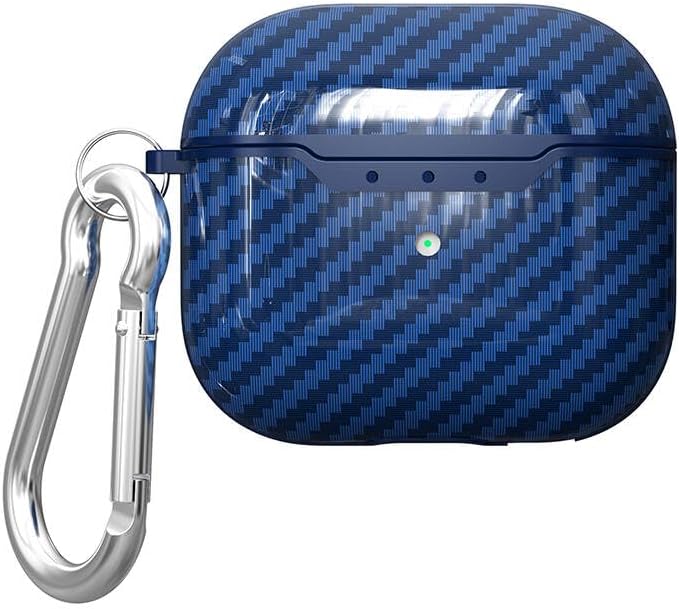 4.Nesil 2024 Darbelere Dayanıklı Parmak İzi Karşıtı MagSafe Şarj ile Uyumlu Karbon Görünümlü Silikon Kılıf Mavi