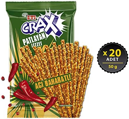 Eti Crax Patlayan Lezzet Acı Baharatlı Çubuk Kraker 50 g x 20 Adet