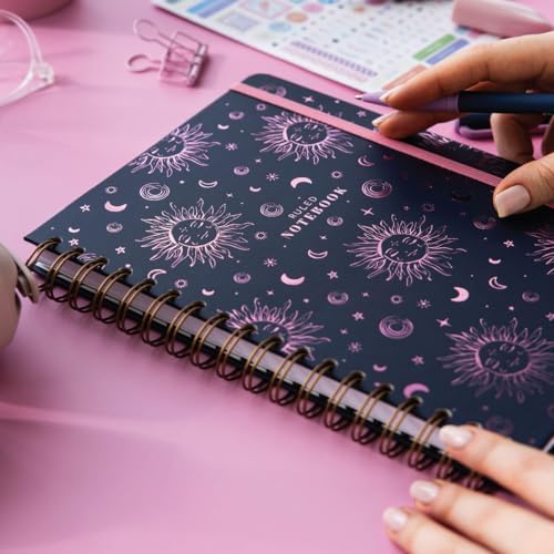 17x24 Spiralli Lastikli Sert Kapak Çizgili Not Defteri Mor Galaksi