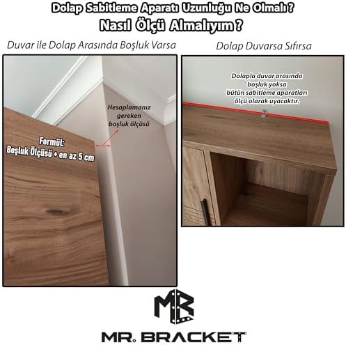 Deprem Güvenliği Dolap Sabitleme Aparatı Seti 16x52x100mm - Mobilya Eşya Duvara Sabitleyici L Demiri