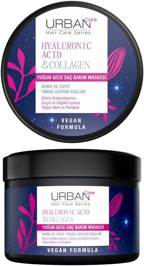 URBAN Care Hyaluronik Asit & Kolajen Kuru ve Cansız Saçlara Özel Yoğun Gece Saç Bakım Maskesi 230 ml-vegan