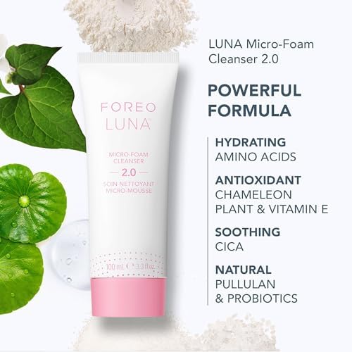 FOREO Deep & Gentle LUNA 4 Sensitive Paketi - Hassas Cilt Temizleme Fırçası + LUNA Micro-Foam Face Cleanser 2, 100 ml + Derinlemesine Temizleyici, Destekleyici Silikon Yüz Masaj Aleti Güzellik Seti