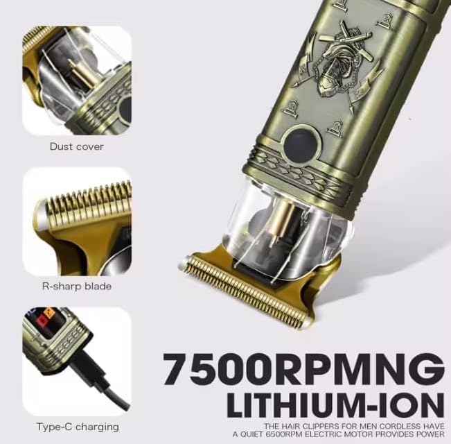 BlueMax Profesyonel Şarjlı Saç ve Sakal Kesme Şekillendirme, Traş Makinesi - Güçlü Turbo Motor, Uzun Pil Ömrü, USB Type-C ŞarJ