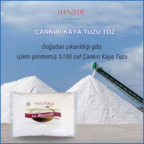 Hanzade Bitkisel Çankırı Kaya Tuzu + Himalaya Tuzu + Deniz Tuzu (Toz Öğütülmüş, 1 Kg x 3’lü Set) Doğal Tuz Seti