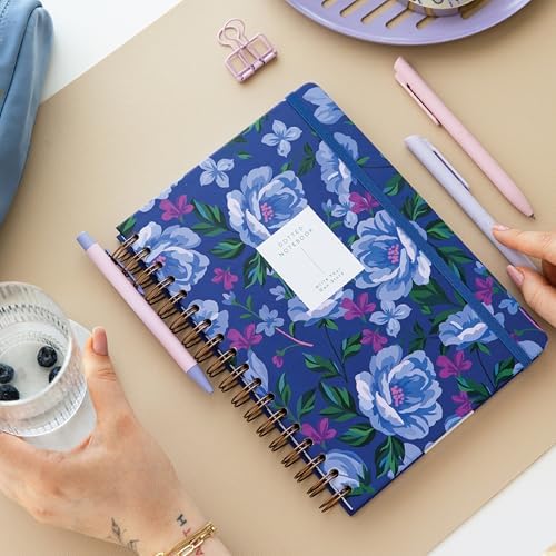 17x24 Spiralli Lastikli Sert Kapak Noktalı Not Defteri - Çiçek