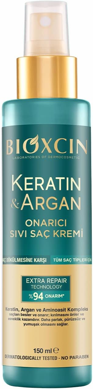 Bioxcin Keratin & Argan Onarıcı Sıvı Saç Bakım Kremi 150 Ml Yıpranmış Ve Hasar Görmüş Saçlar