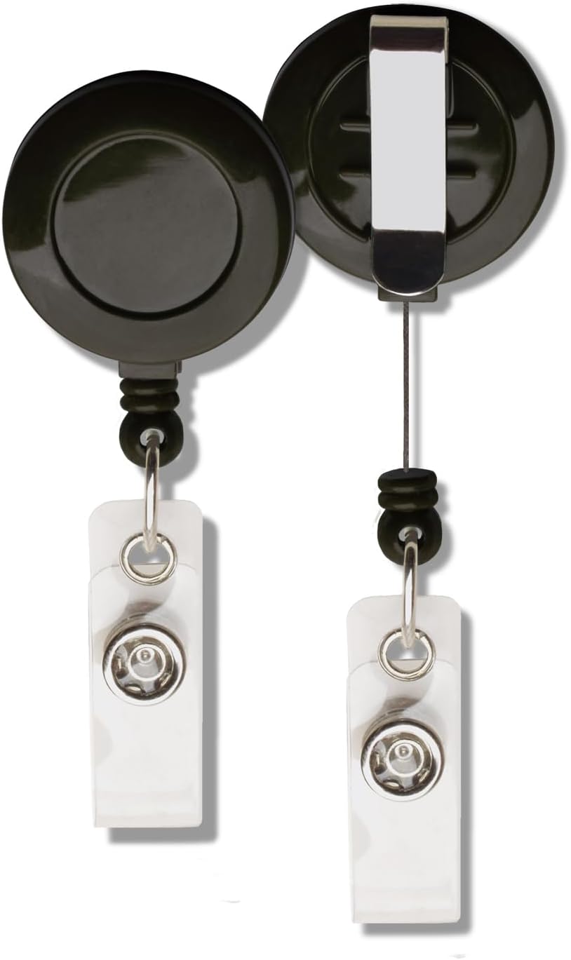 Profesyonel Yaka Kartı Yoyo, 12'li Paket, Kimlik Kartı Tutucu, Personel Kart Çekme Mekanizması (Siyah)