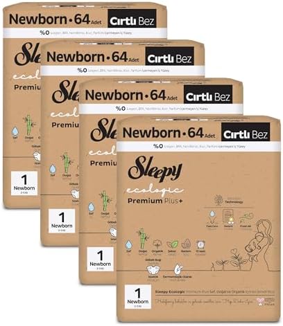 Sleepy Ecologic Premium Plus Efsane Paket Bebek Bezi 1 Numara Yenidoğan 256 Adet