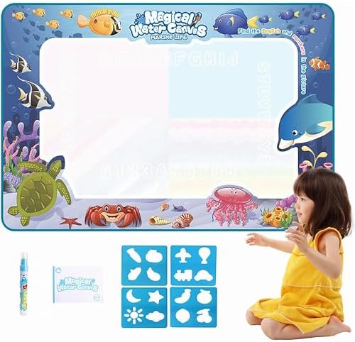 Deniz Hayvanları Temalı Sulu Sihirli Boyama Halısı - Özel Sulu Kalem Ile Water Su Matı