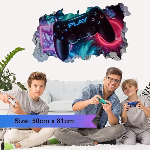Oyun Duvar Çıkartmaları, Erkek Çocuk Odası İçin Oyun Duvar Stickerları, Büyük Boy 3D Oyun Duvar Çıkartmaları, Kendinden Yapışkanlı Oyun Kumandası Stickerı