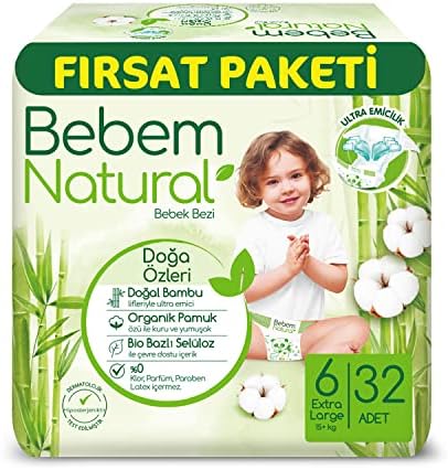 Bebem Natural 6 Beden Xlarge Fırsat Paketi Bebek Bezi (1 x 32 Adet)