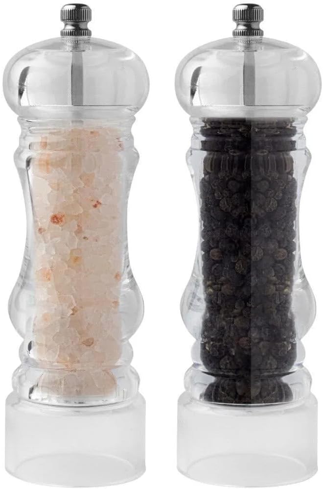 Akrilik Tuz Karabiber Değirmeni Öğütücü - Baharat Öğütücüsü, 14 Cm 2 Adet, Akrilik Değirmen 14 cm