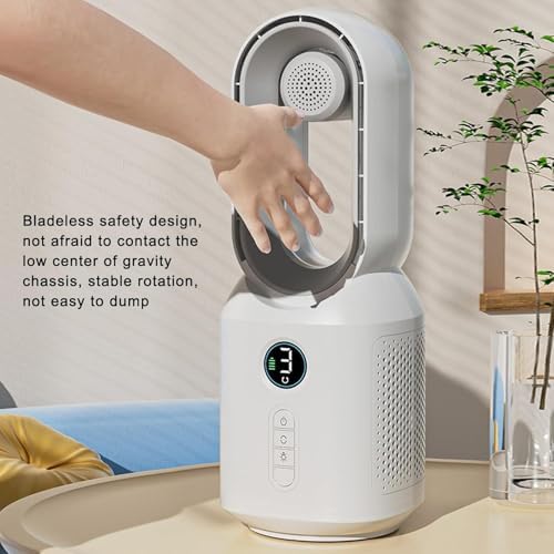 HP-F29 Sessiz Pervanesiz 106 Derece Döner USB Şarjlı Masaüstü Fan – Bluetooth Hoparlör Gece Lambası 3'ü 1 Arada Akıllı Tasarım 33 Cm