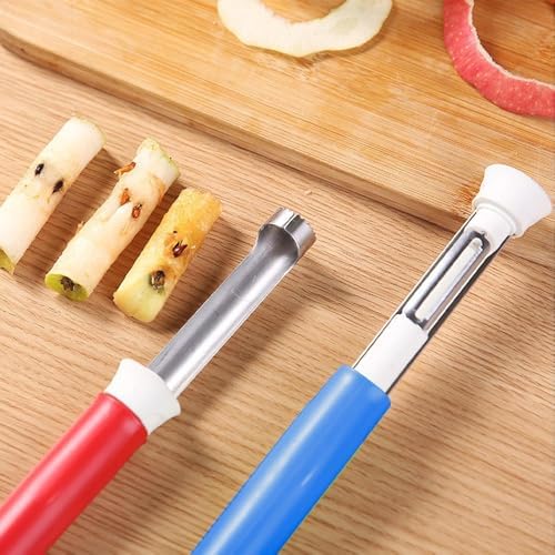 1 Adet 2'si 1 arada Meyve Sebze Soyucu ve Oyucu, paslanmaz çelik elma çekirdeği çıkarıcı, sebze meyve soyacağı oyacağı, soyma oyma aleti
