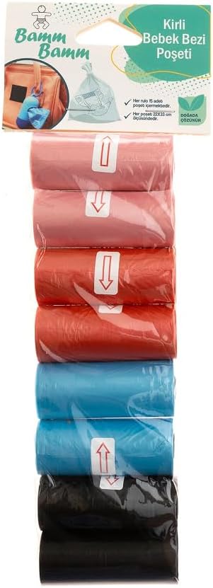 Bamm Bamm Kirli Bebek Bezi Çöp Poşeti 8 Rulo(120 Adet)
