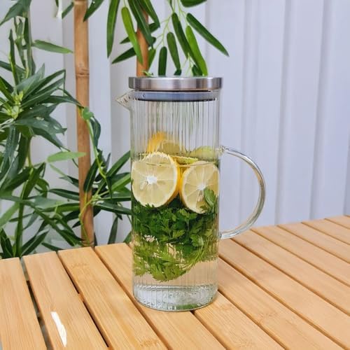 1500ml Metal Kapaklı Borosilikat Cam Yağlık & Sürahi – Şık, Dayanıklı ve Sağlıklı Saklama Çözümü (9cm x 23cm)