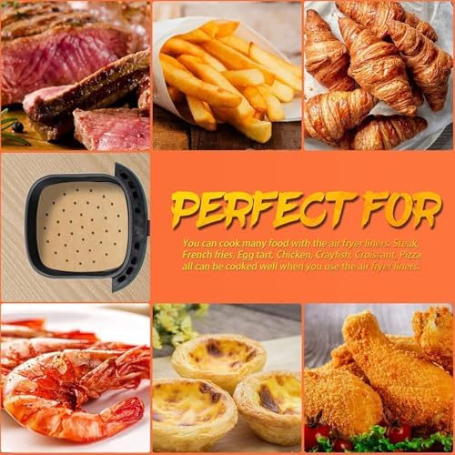 100 Adet Delikli Hava Fritözü Kağıdı, Kare Yapışmaz Hava Fritözü Yağlı Kağıt Altlıkları, Pişirme İçin Delikli Yağlı Kağıt, Hava Fritözleri, Buharlı Pişiriciler, Fırınlar İçin, 21.5cm