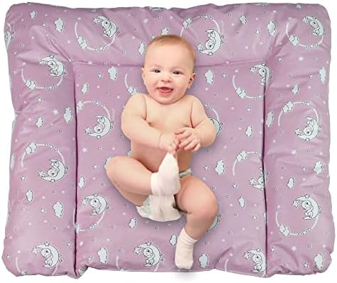 baby'ness Elyaf Dolgulu Pvc Alt Değiştirme Minderi, Sıvı Geçirmez, Leke Tutmaz, Aydede Desenli, Pembe, 75x85cm