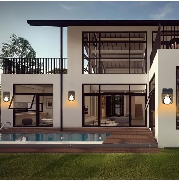 WellHise Solar Enerjili Güneş Enerjili Hareket Sensörlü Şarjlı Led Duvar Apliği Duvar Tipi Led Aplik CL-118