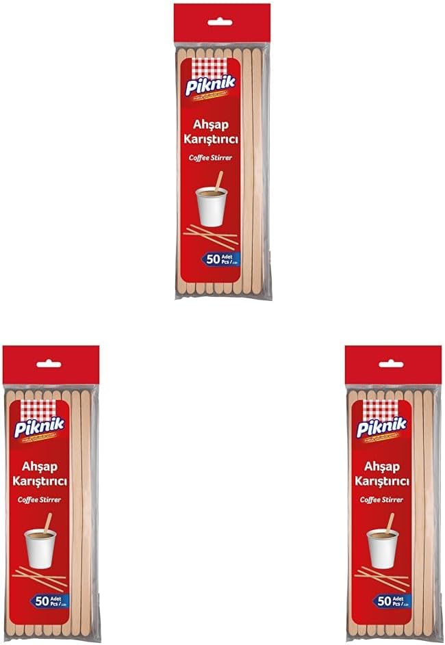 Piknik Ahşap Kariştirici 50'Li 3lü paket