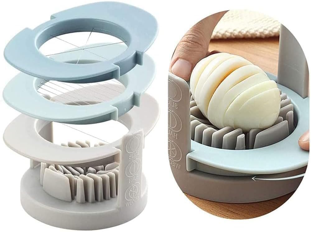 Yumurta Dilimleyici, 3'ü 1 Arada Çok Amaçlı Kesme Aleti, Paslanmaz Çelik Telli Yumurta Kesici, Yumurta, Salata, Çilek, Mantar ve Muz Dilimleme için