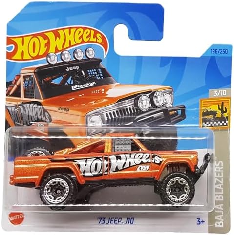 - ´73 Jeep J10 - Baja Blazers 3/10 - HKG61 - Short Card - turuncu metalik - BFGoodrich - Mattel 2023 - 1:64