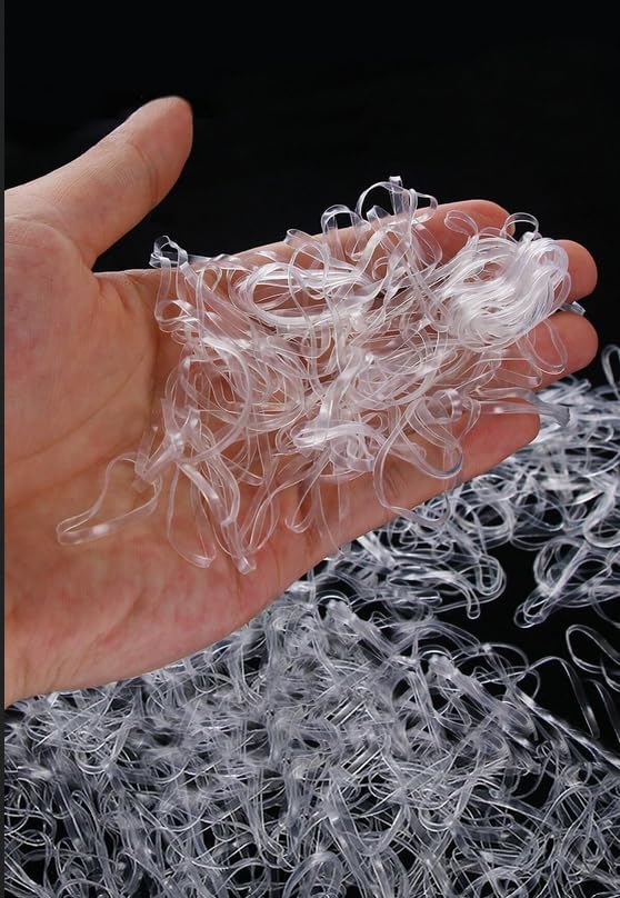 1000'li Beyaz Şeffaf Perma Saç Lastiği Örgü Tokası, Lastik Toka Seti, Toka Organizer, Toka, Kız Çocuk Toka, Toka Organizer