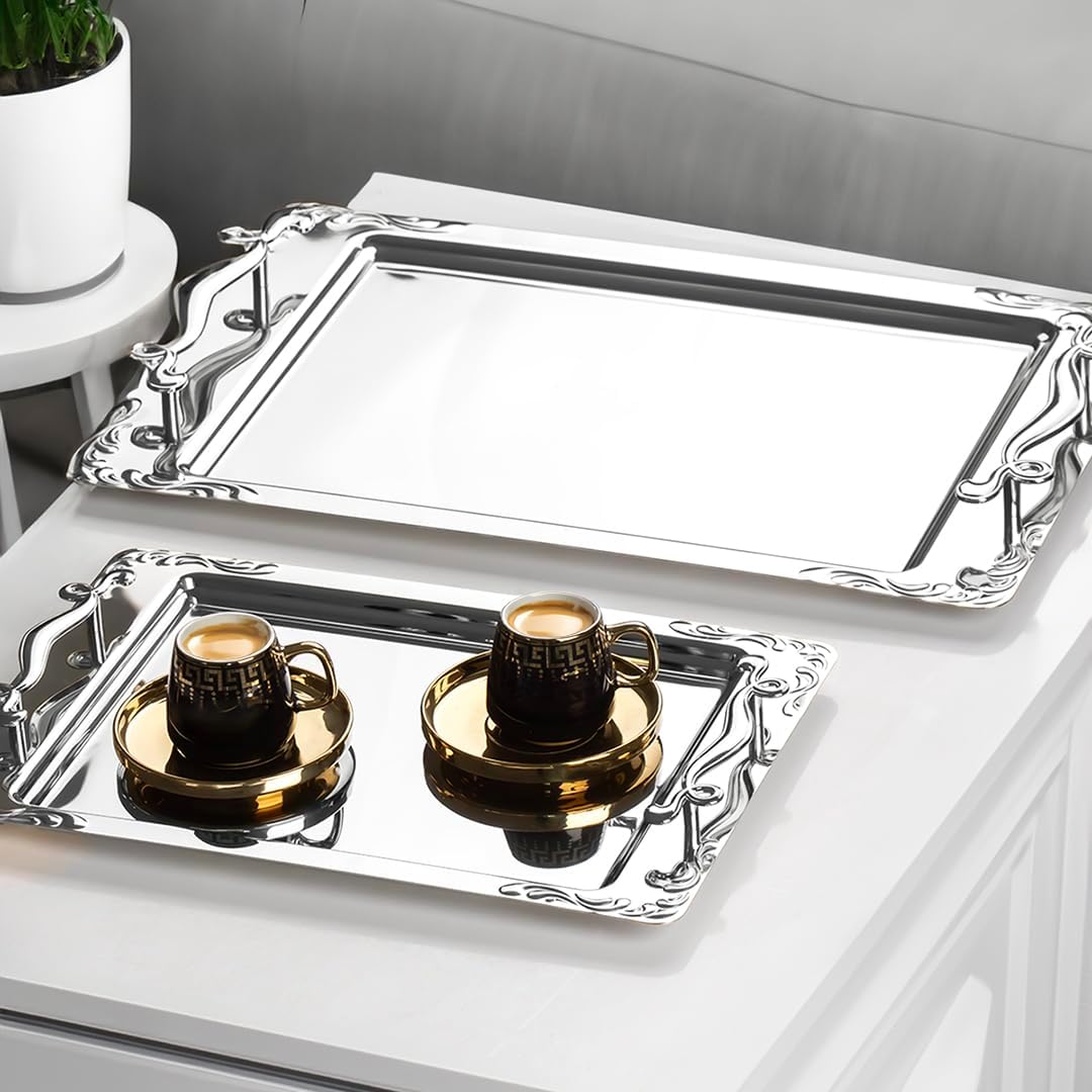 > Sade 2’li Çelik Tepsi Seti