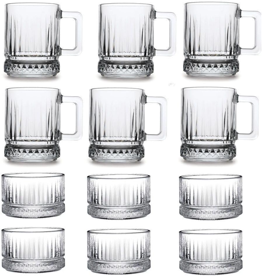 12 Parça Kulplu Kupa Bardak ve Çerezlik Kase Seti Çay Çerez Set 8695258412352AYBABA02