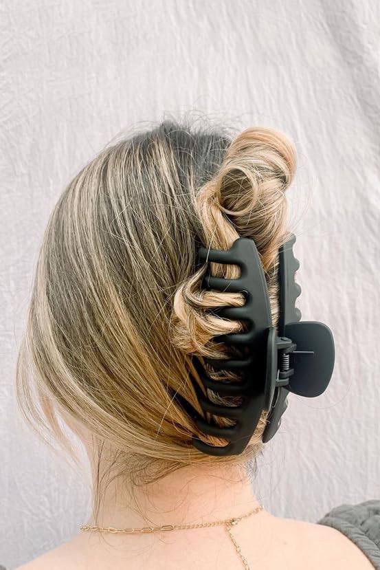 3’lü Siyah Büyük Boy Kaydırmaz Mandal Toka Seti, Kadın Çocuk Mandal Toka (11CM) 3'lü Set