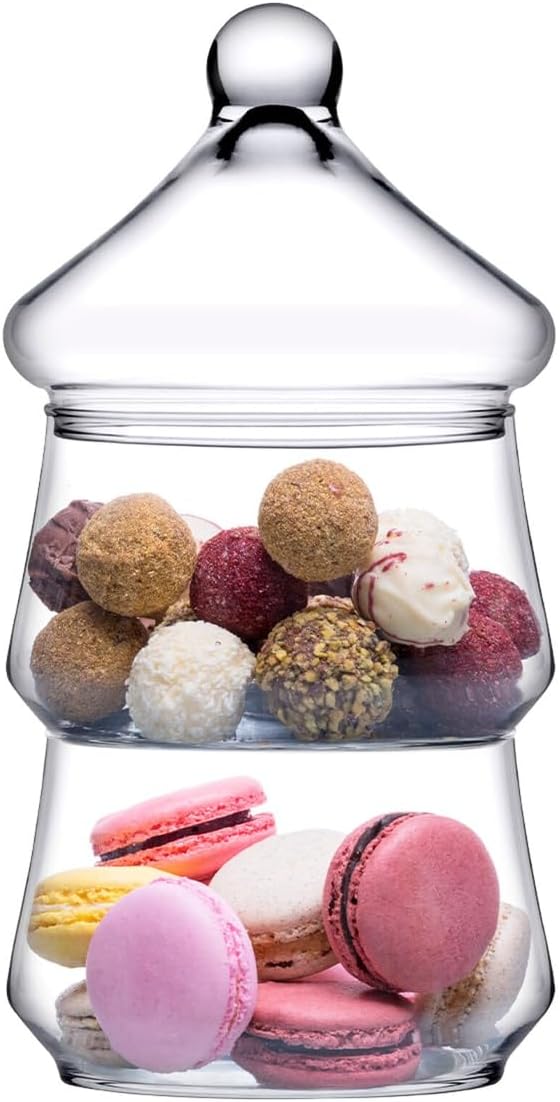 - Patisserie 2 Katlı Cam Kurabiyelik-sunum Ikramlık (NoColor-848bc5aa)