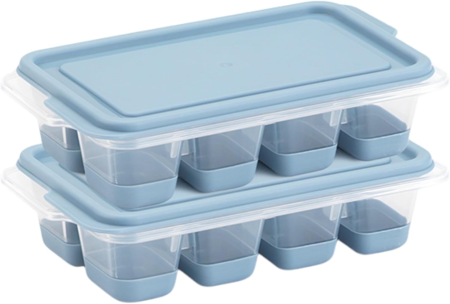 2li Mini Kapaklı Silikon Buzluk - Kolay Çıkarım, Güvenli İstifleme, Kompakt Tasarım, Kırılmaz, Gıdayla Uyumlu, Üst Üste Dizilebilir Pratik Buz Haznesi (Mavi)