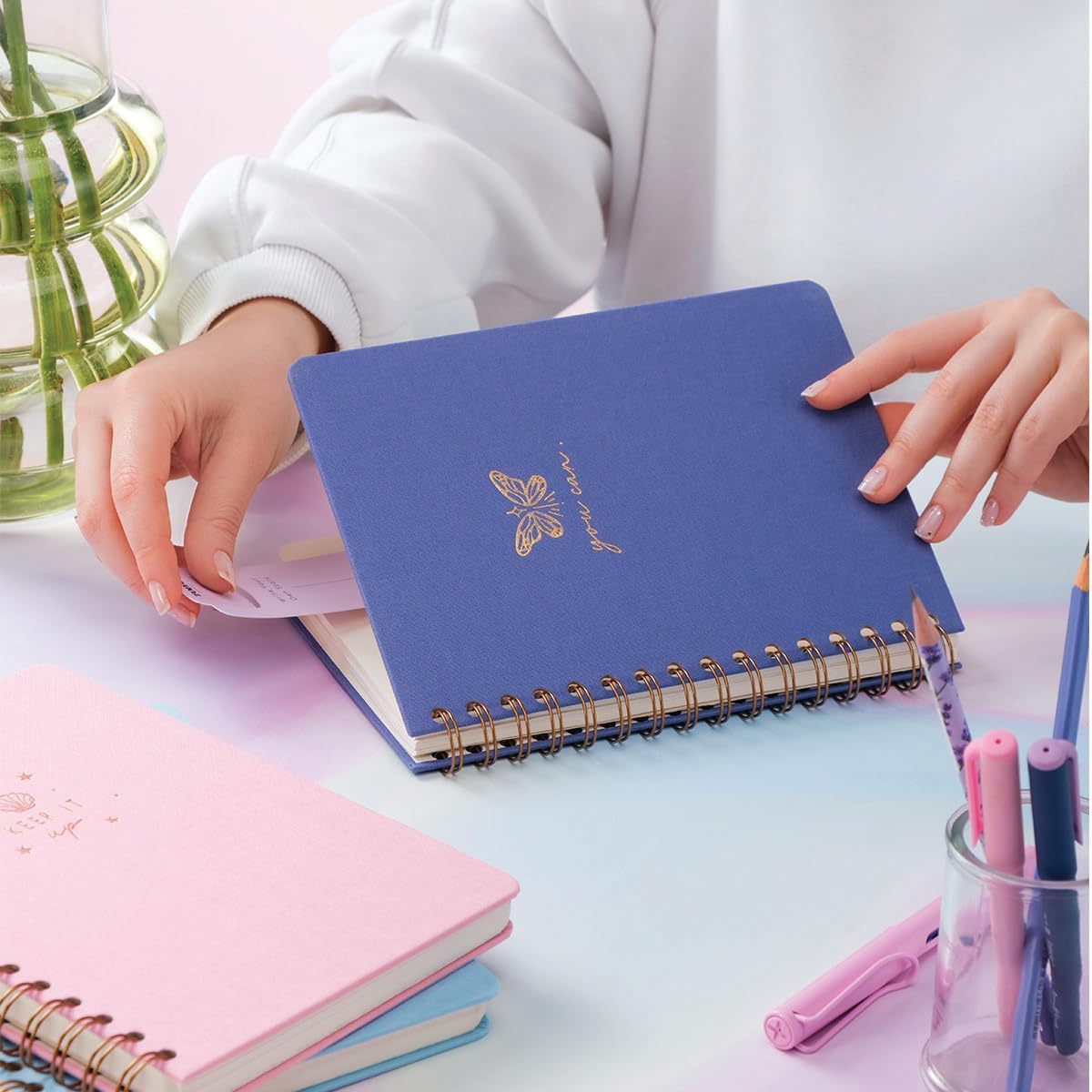 A5 Spiralli Sert Kapak Çizgili Tarihsiz Not Defteri Lila